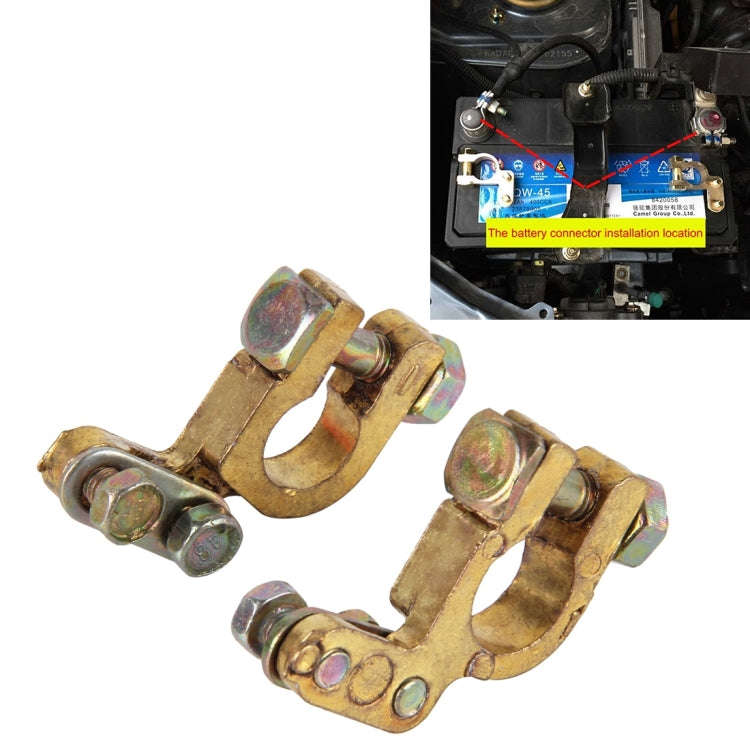 2 PCS Brass Positive and Negative Car Battery Connectors Terminals Clamps Clips, Inner Diameter: ...