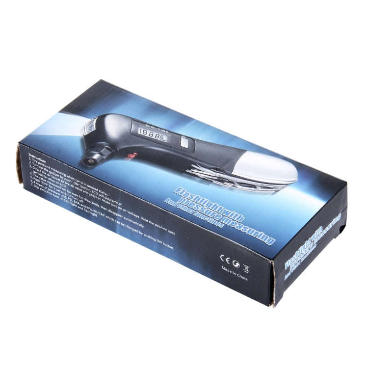 9 in 1 Digital Tire Pressure Gauge Multi-function Safety Hammer with Swiss Style Army Knife, Flas...