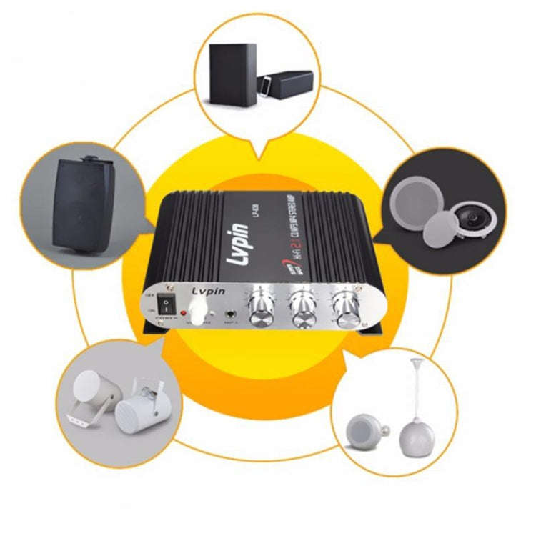 Car 2.1CH HIFI Subwoofer Amplifier Audio, Support MP3(Black)