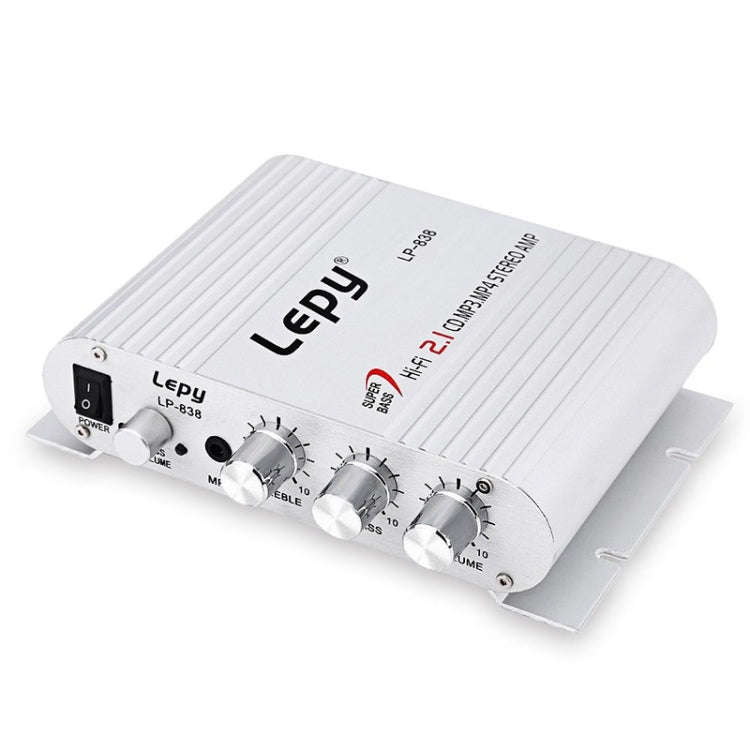 Car 2.1CH HIFI Subwoofer Amplifier Audio, Support MP3(Silver)