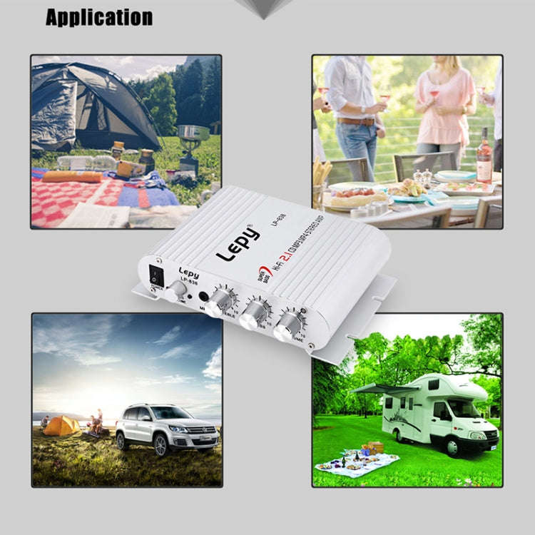 Car 2.1CH HIFI Subwoofer Amplifier Audio, Support MP3(Silver)