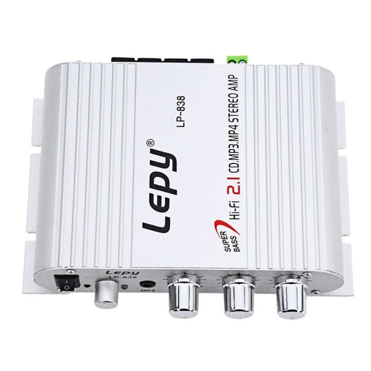 Car 2.1CH HIFI Subwoofer Amplifier Audio, Support MP3(Silver)