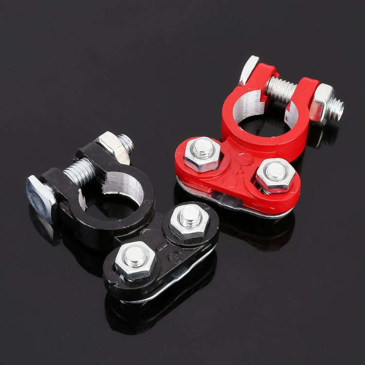 2 PCS Positive and Negative Car U Shape Metal Battery Connectors Terminals Clamps Clips, L Size, ...