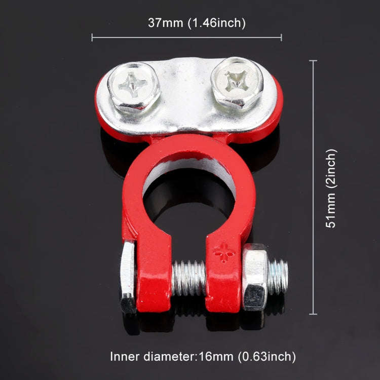 2 PCS Positive and Negative Car U Shape Metal Battery Connectors Terminals Clamps Clips, L Size, ...