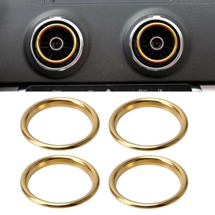 4 PCS Car Outlet Decorative Rings Aluminum Alloy Air Outlet Chrome Trim Ring Car Dashboard  Air V...
