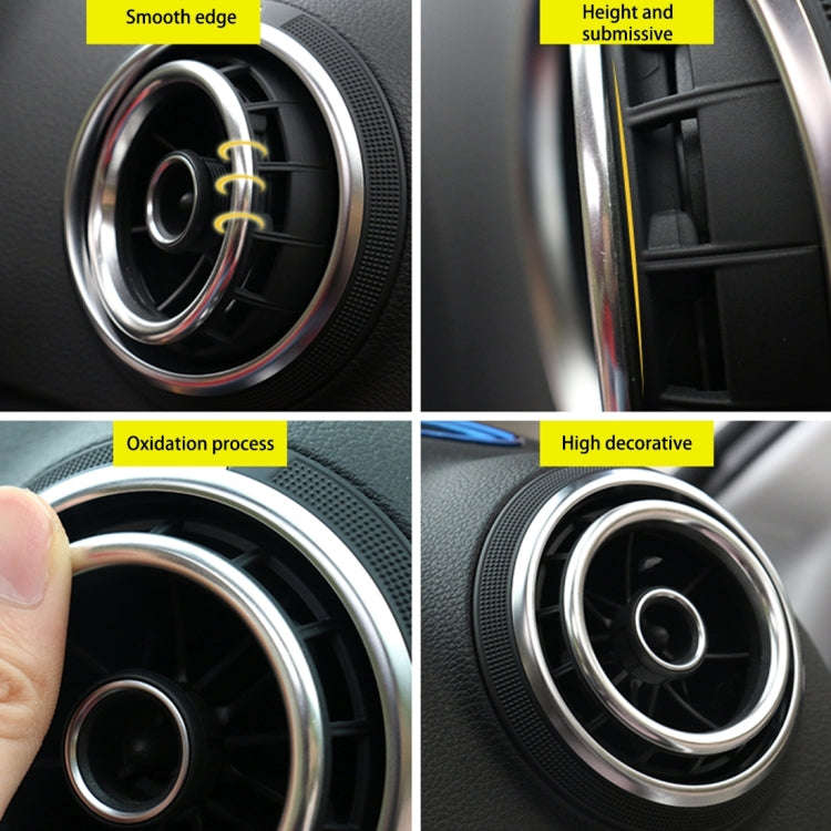 4 PCS Car Outlet Decorative Rings Aluminum Alloy Air Outlet Chrome Trim Ring Car Dashboard  Air V...