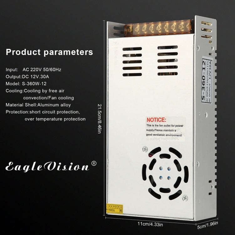 AC 220V to DC 12V 30A 360W Power Adapter AC-DC Converter Step Down Module Voltage Transformer Swi...