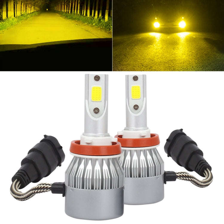 2 PCS H8/H9/H11 18W 1800 LM 3000K IP68 Casnbus Constant Current Car LED Headlight with 2 COB Lamp...
