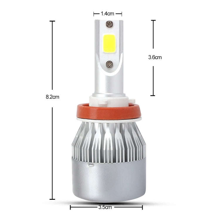 2 PCS H8/H9/H11 18W 1800 LM 3000K IP68 Casnbus Constant Current Car LED Headlight with 2 COB Lamp...