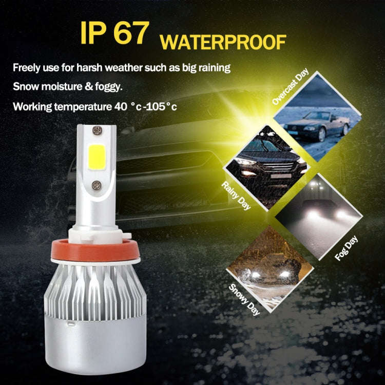 2 PCS H8/H9/H11 18W 1800 LM 3000K IP68 Casnbus Constant Current Car LED Headlight with 2 COB Lamp...