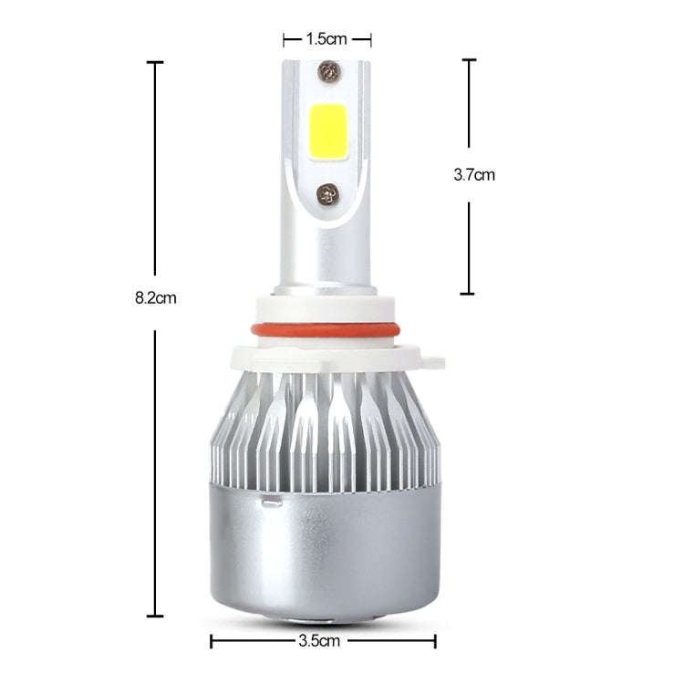 2 PCS 9006 18W 1800 LM 3000K IP68 Casnbus Constant Current Car LED Headlight with 2 COB Lamps, DC...