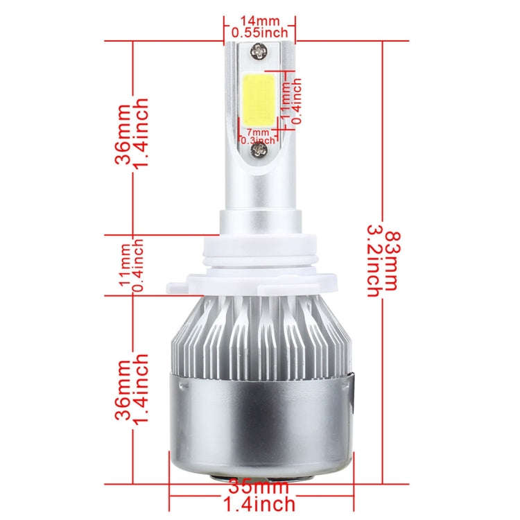 2 PCS 9006 18W 1800 LM 6000K IP68 Casnbus Constant Current Car LED Headlight with 2 COB Lamps, DC...