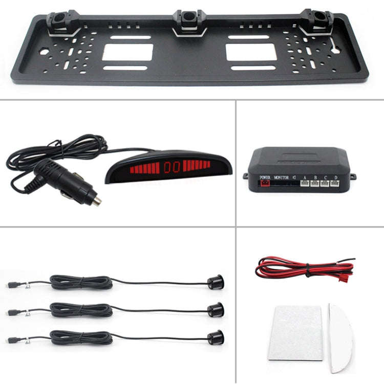 PZ300L-W Wireless Europe Car License Plate Frame Parking Sensors Reversing Radar with 3 Radar Det...