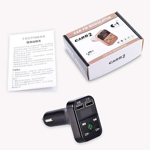 B2 Dual USB Charging Bluetooth FM Transmitter MP3 Music Player Car Kit, Support Hands-Free Call  ...