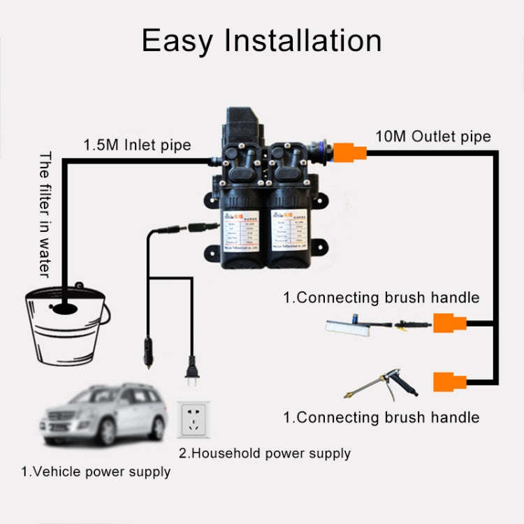 DC 12V Portable Double Pump High Pressure Outdoor Car Cigarette Lighter Washing Machine Vehicle W...