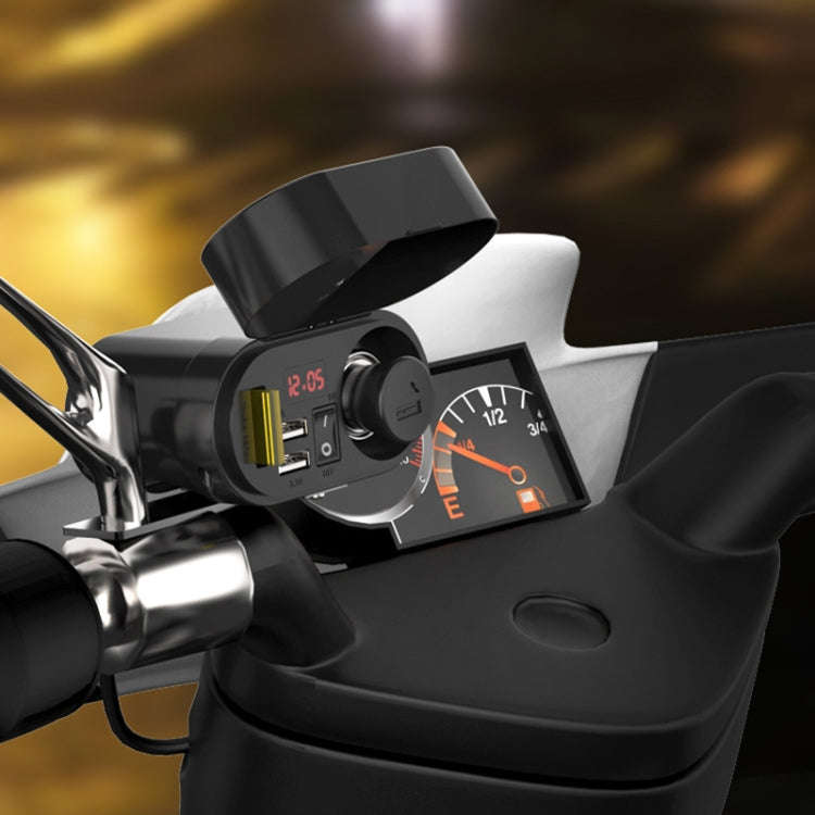 3A Motorcycle Multi-functional Cigarette Lighter Socket Voltmeter + Cigarette Lighter Socket + Du...