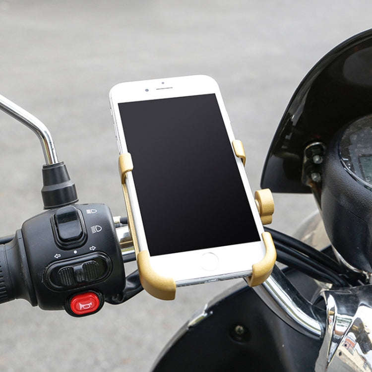 Motorcycle Handlebar Aluminum Alloy Phone Bracket, Suitable for 60-100mm Device(Gold)