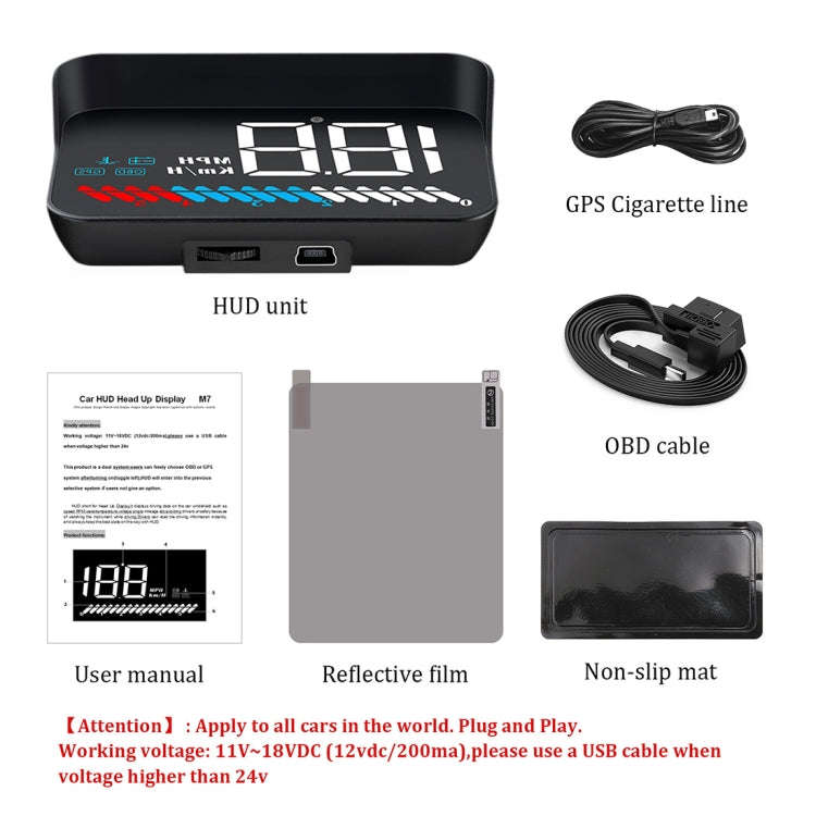 M7 3.5 inch Universal Car OBD2 + GPS HUD Vehicle-mounted Head Up Display Fuel Consumption