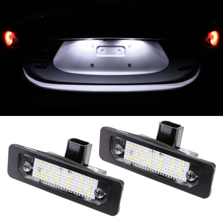 2 PCS DC 12V 3W 150LM 6000K LED License Plate Light 18LEDs SMD-3528 Bulbs Lamps for Ford Mustang ...