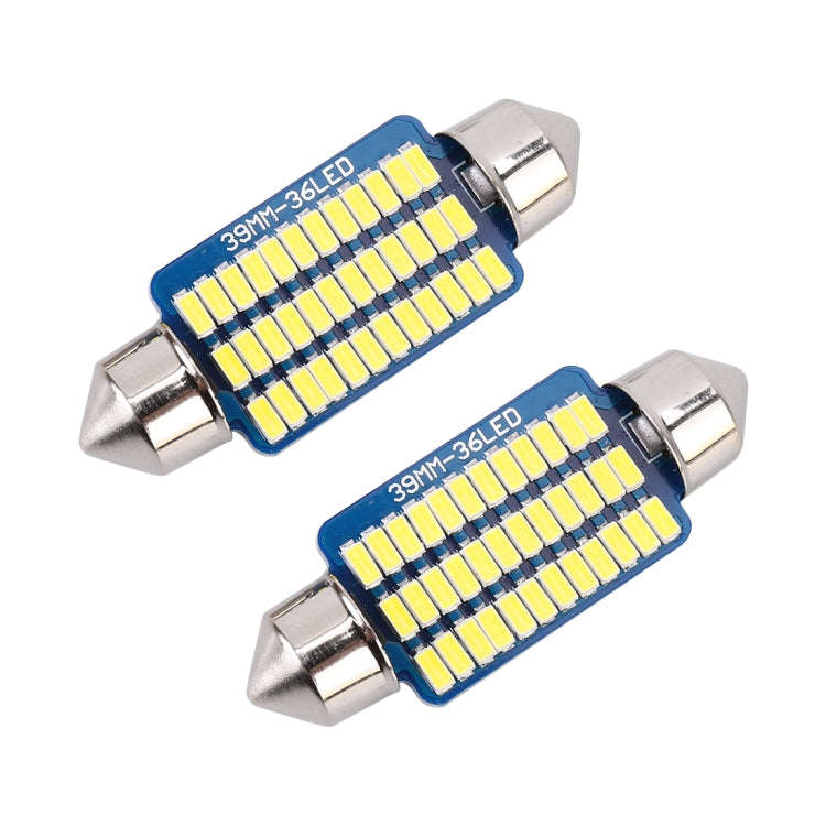 2 PCS 39mm DC12V / 1.5W / 6000K / 100LM 36LEDs SMD-3014 Car License Plate Light / Dome Light, wit...