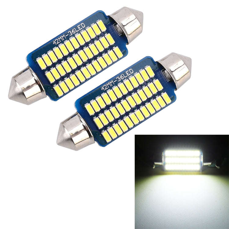2 PCS 41mm DC12V / 1.5W / 6000K / 100LM 36LEDs SMD-3014 Car License Plate Light / Dome Light, wit...