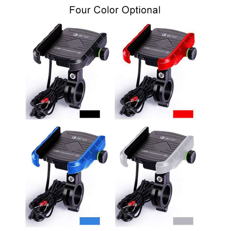 Motorcycles / Bicycle USB Charger QC 3.0 Fast Charging Phone Bracket, Suitable for 6-9cm Device(B...