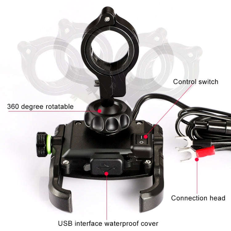 Motorcycles / Bicycle USB Charger QC 3.0 Fast Charging Phone Bracket, Suitable for 6-9cm Device(B...