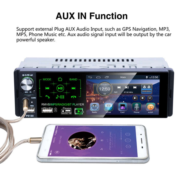 P5130 HD 1 Din 4.1 inch Car Radio Receiver MP5 Player, Support FM & AM & Bluetooth & TF Card, wit...