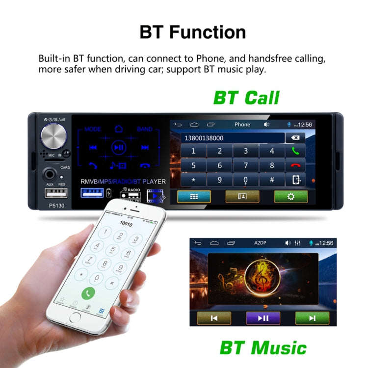 P5130 HD 1 Din 4.1 inch Car Radio Receiver MP5 Player, Support FM & AM & Bluetooth & TF Card, wit...