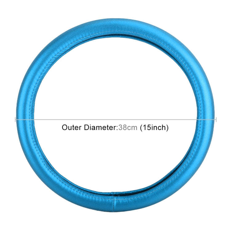 Universal Car Plating Leather Steering Wheel Cover, Diameter: 38cm (Blue)