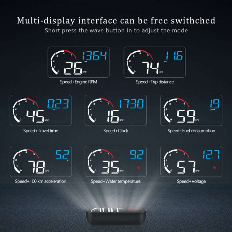 M10 3.5 inch Universal Car OBD2 HUD Vehicle-mounted Head Up Display (Yellow)