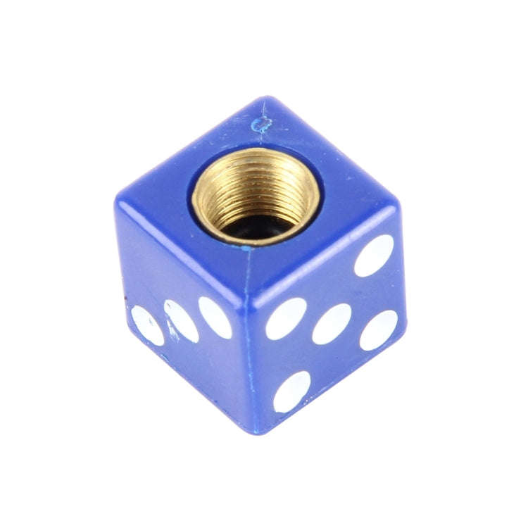4 PCS Plastic Plated Dice Shape Universal Tire Valve Stem Cap(Blue)