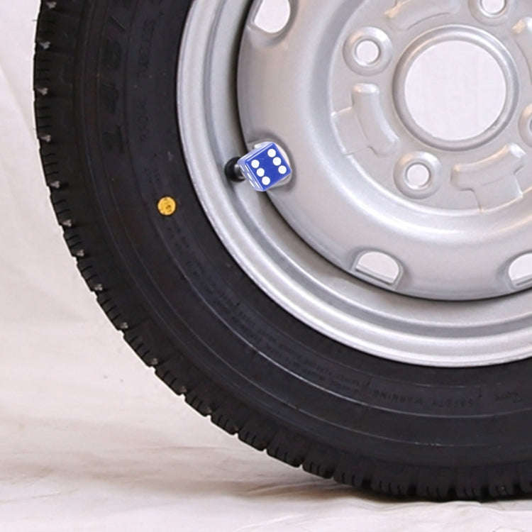 4 PCS Plastic Plated Dice Shape Universal Tire Valve Stem Cap(Blue)