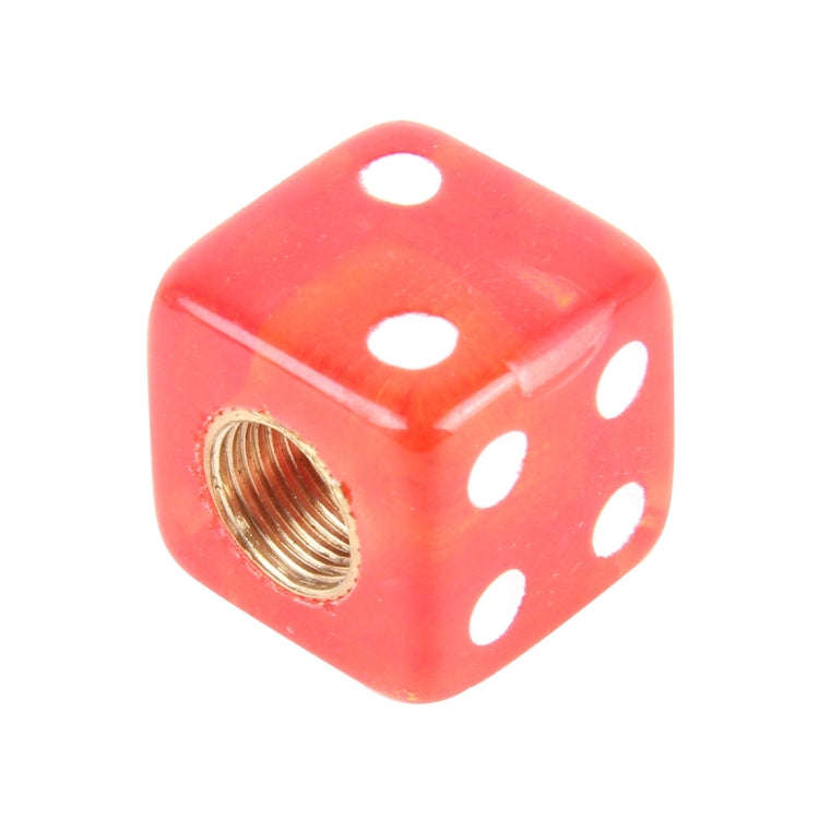 4 PCS Plastic Plated Dice Shape Universal Tire Valve Stem Cap(Red)