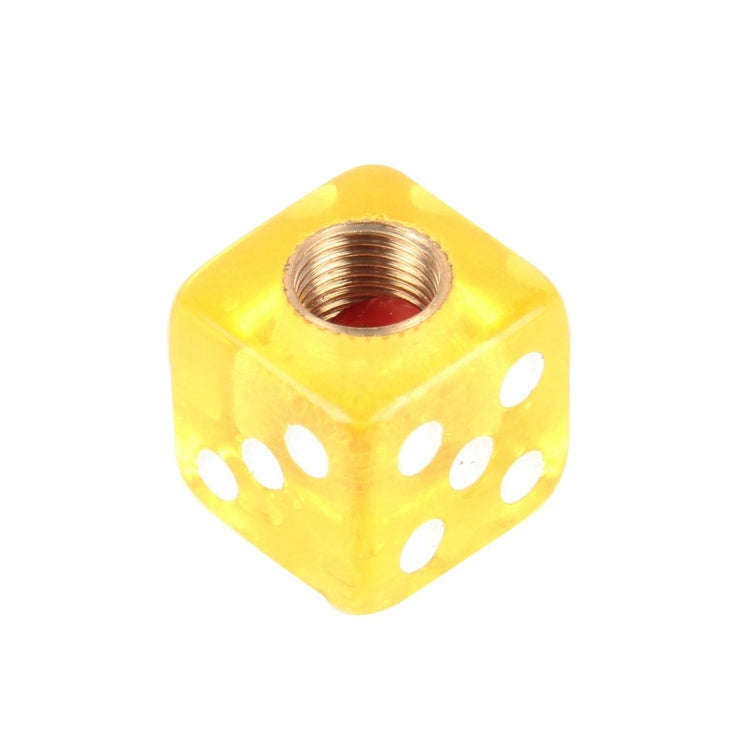 4 PCS Plastic Plated Dice Shape Universal Tire Valve Stem Cap(Yellow)