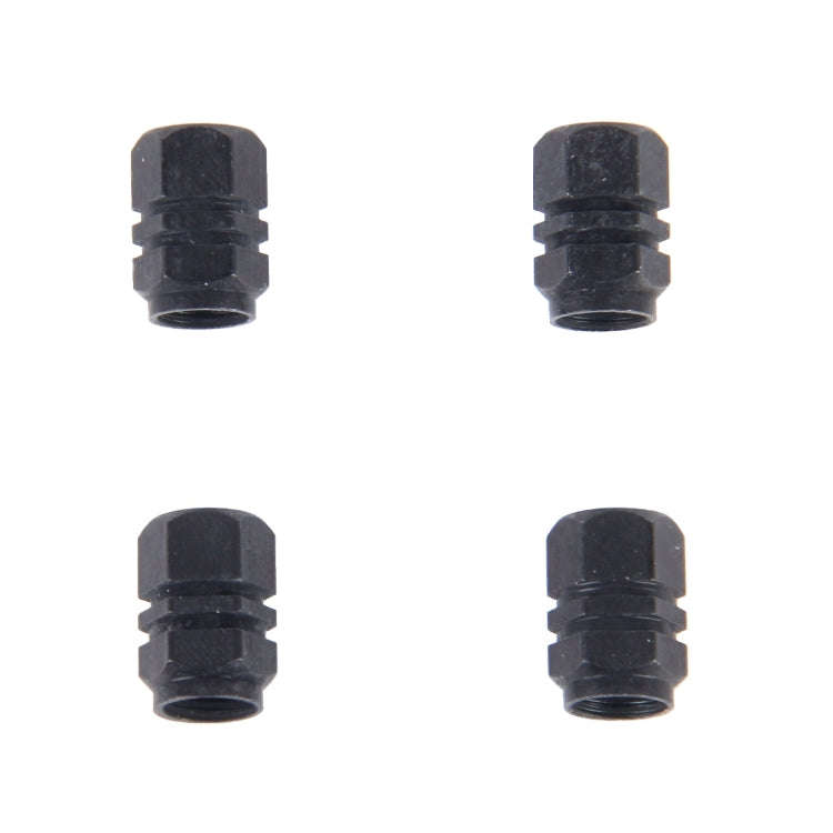 4PCS SA Metal Plated Hexagon Shape Universal Tire Valve Stem Cap(Black)