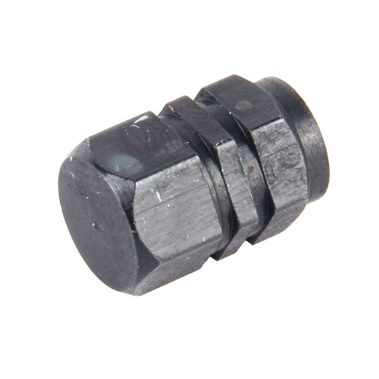 4PCS SA Metal Plated Hexagon Shape Universal Tire Valve Stem Cap(Black)