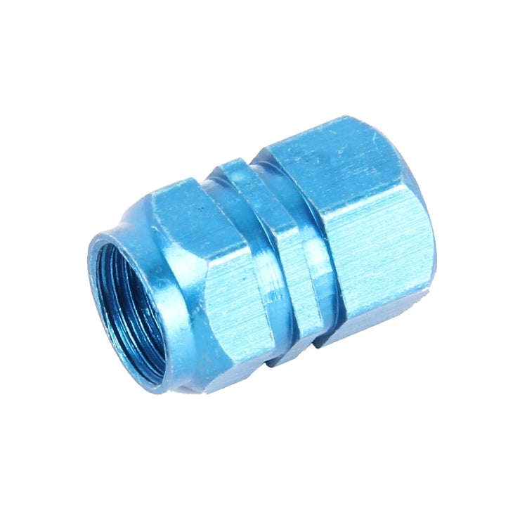 4PCS SA Metal Plated Hexagon Shape Universal Tire Valve Stem Cap(Blue)