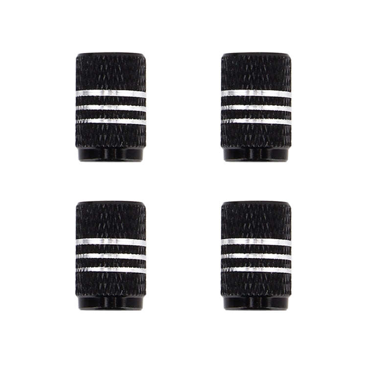 4PCS Metal Plated Circular Shape Universal Tire Valve Stem Cap With White Diamond(Black)