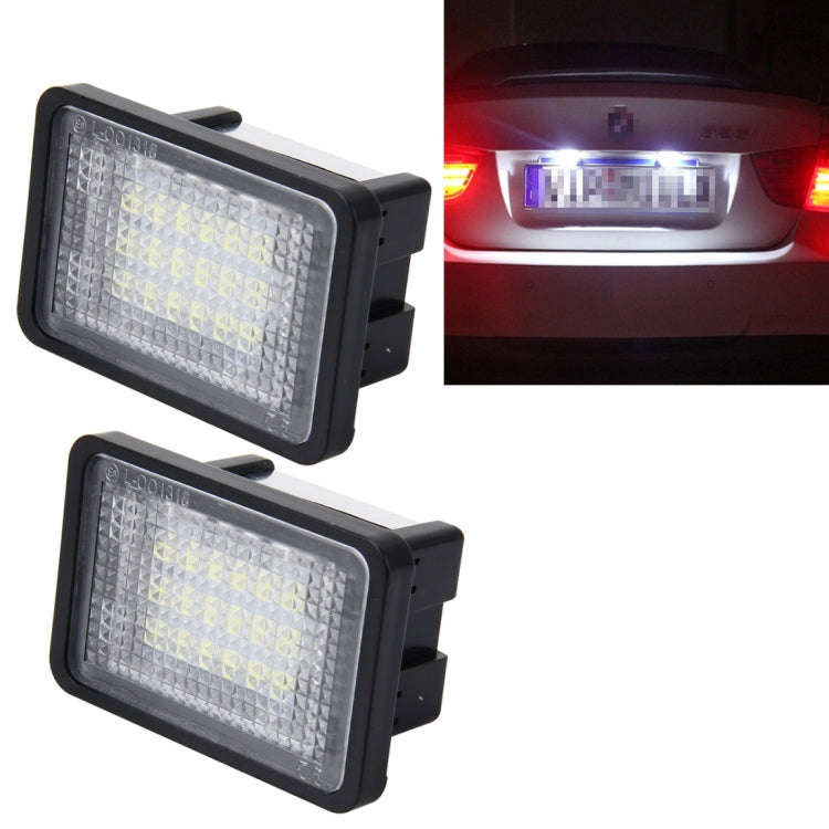 2 PCS License Plate Light with 18  SMD-3528 Lamps for Mercedes-Benz GLK X204 ,2W 120LM, DC12V (Wh...