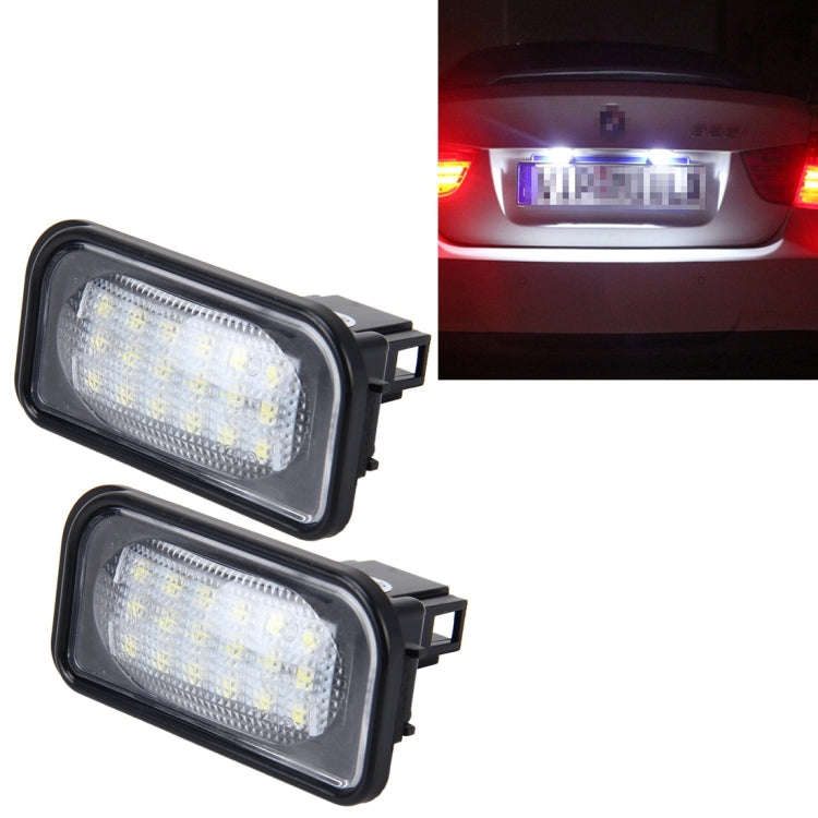 2 PCS License Plate Light with 18  SMD-3528 Lamps for Mercedes-Benz  W203 4D ,2W 120LM 6000K, DC1...