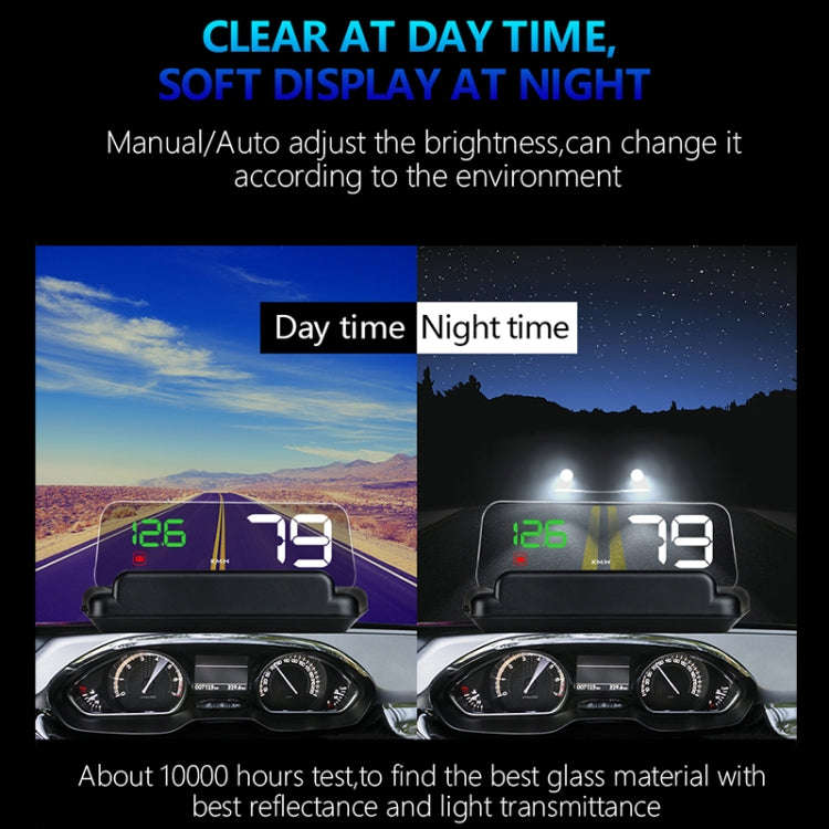 C500 Car HUD Virtual HD Projection Head-up Display, With Adjustable Reflection Board, Speed & RPM...