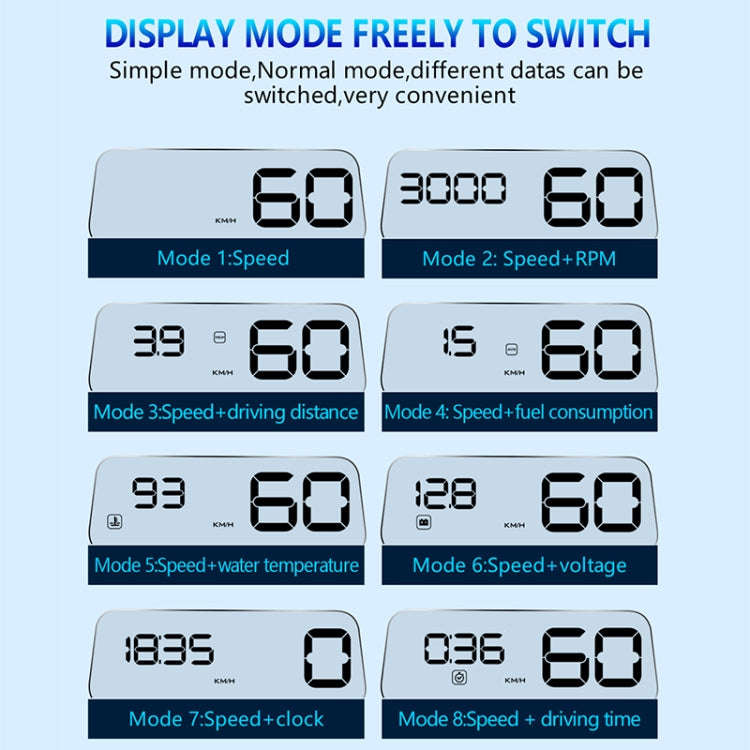 C500 Car HUD Virtual HD Projection Head-up Display, With Adjustable Reflection Board, Speed & RPM...