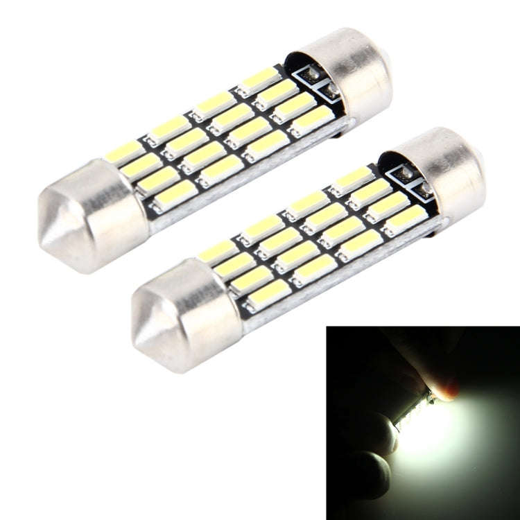 2 PCS 2W 100 LM 6000K 36MM Bicuspid Port Car Dome Lamp LED Reading Light with 16 SMD-4014 LED Lam...