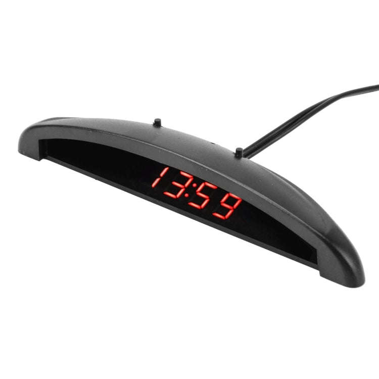 2 in 1 Car LED Digital Display Thermometer Clock(Red)