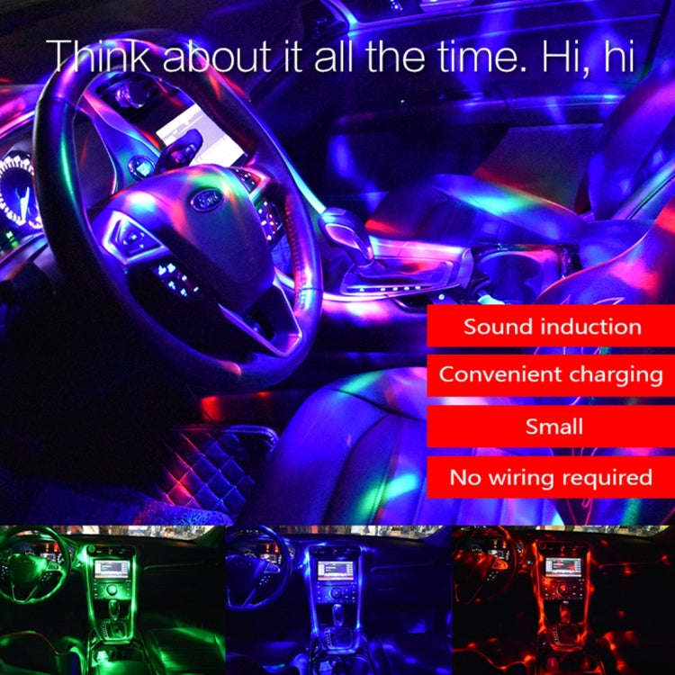 D33 5W USB Charging RGB Car Decoration Portable DJ Light Sound Activated Rotating Strobe Effect A...