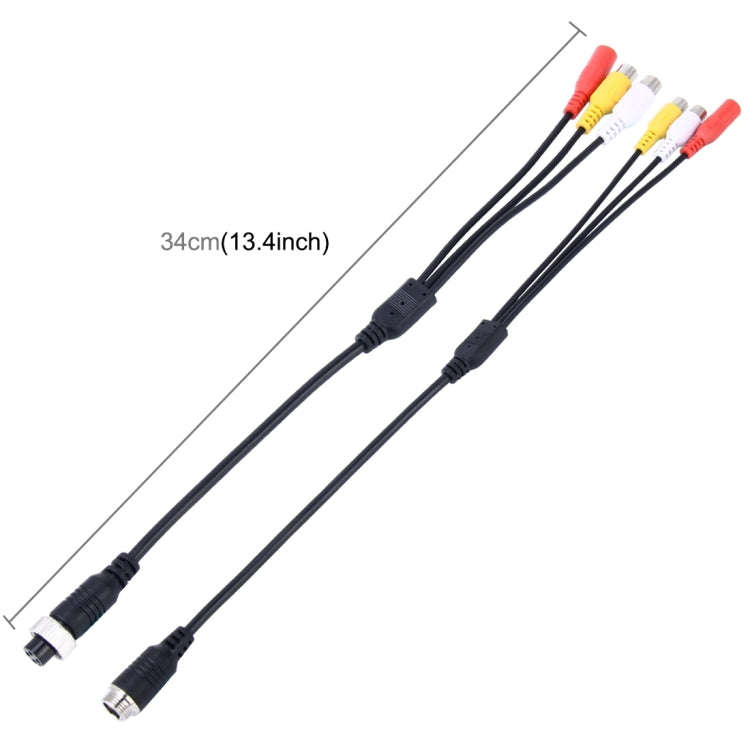 2 PCS 1 in 3 Ways Car Auto Monitor Camera DVR Male and Female 4 Pin Video Power Extension Cable C...