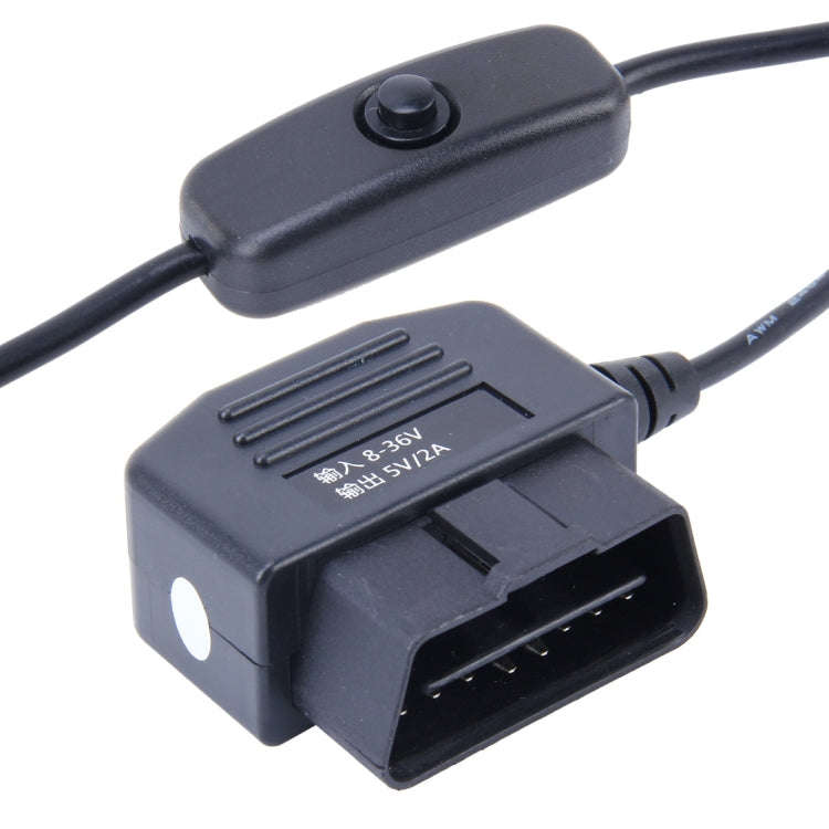 Car Auto 16Pin OBDII Charging Cable Mini 5 Pin USB Power Adapter with Switch Button for GPS Table...
