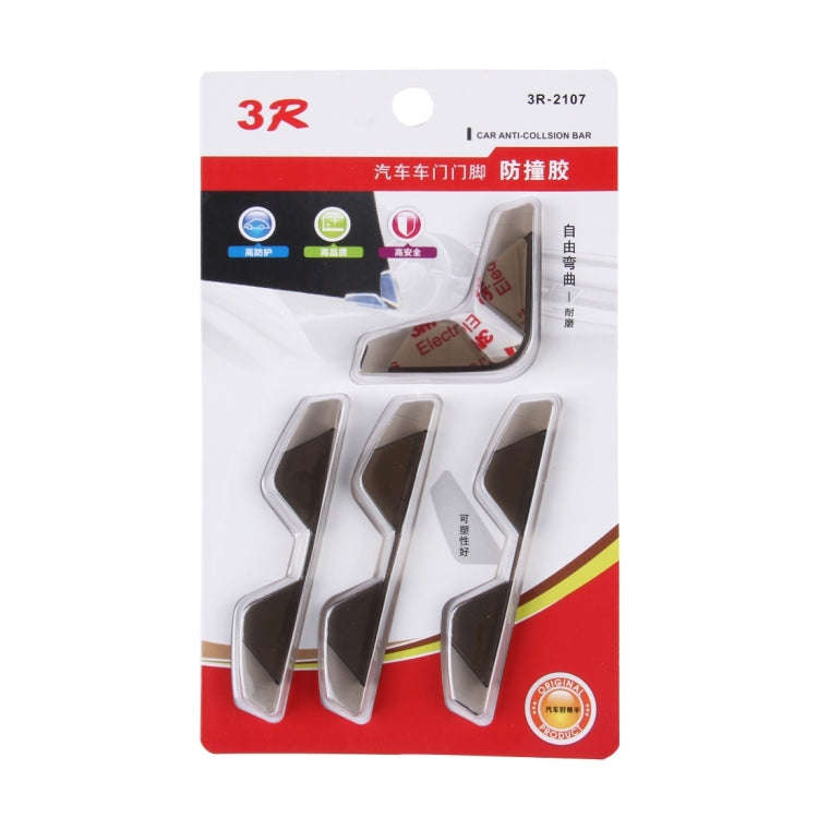 3R 3R-2107 4 PCS Rubber Car Side Door Edge Free Bending Protection Guards Cover Trims Stickers(Co...