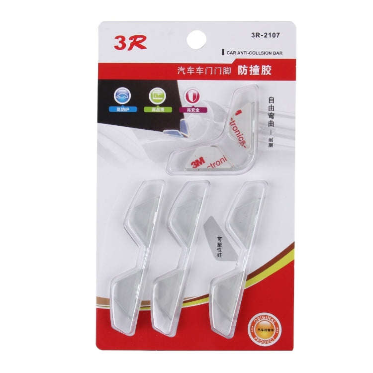 3R 3R-2107 4 PCS Rubber Car Side Door Edge Free Bending Protection Guards Cover Trims Stickers(Tr...